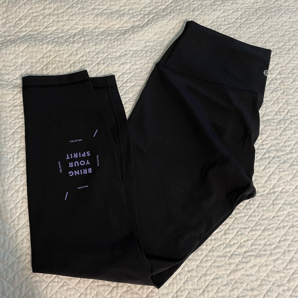 Black Bring Your Spirit Lululemon for Peloton Leggings EUC